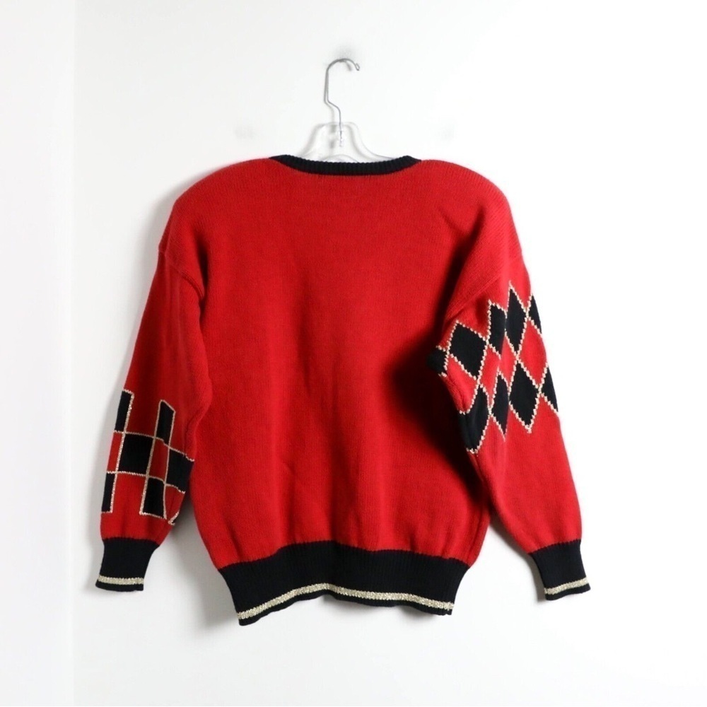 Vintage I B Diffusion 80s oversized knit geometric print sweater dark academia - Picture 4 of 8
